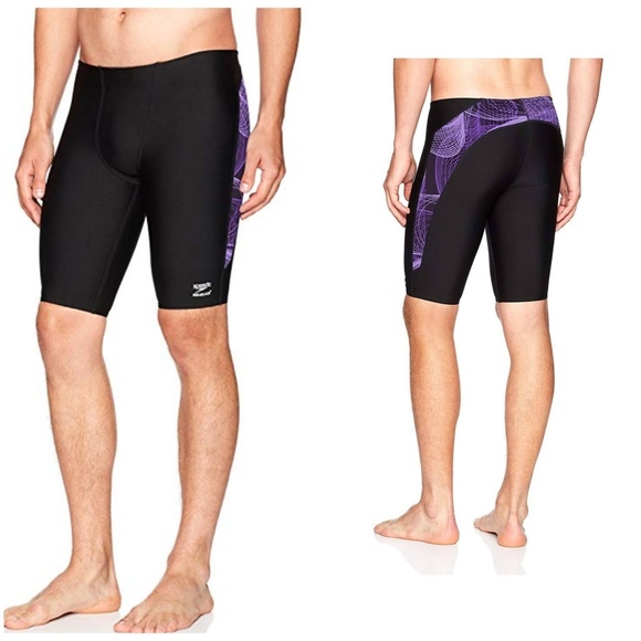 SPEEDO Men Purple Black Cyclone Jammer Swimsuit - Picture 1 of 8